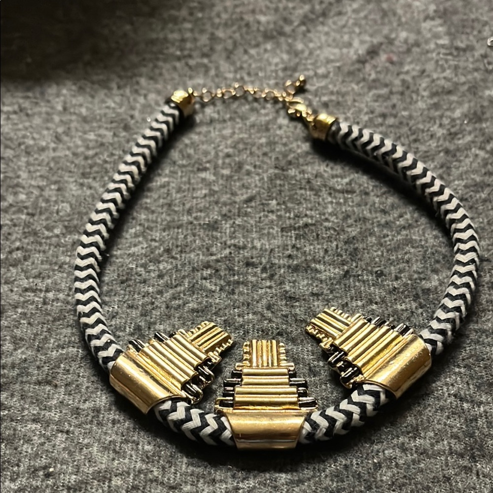 Gold and Black Chevron Necklace